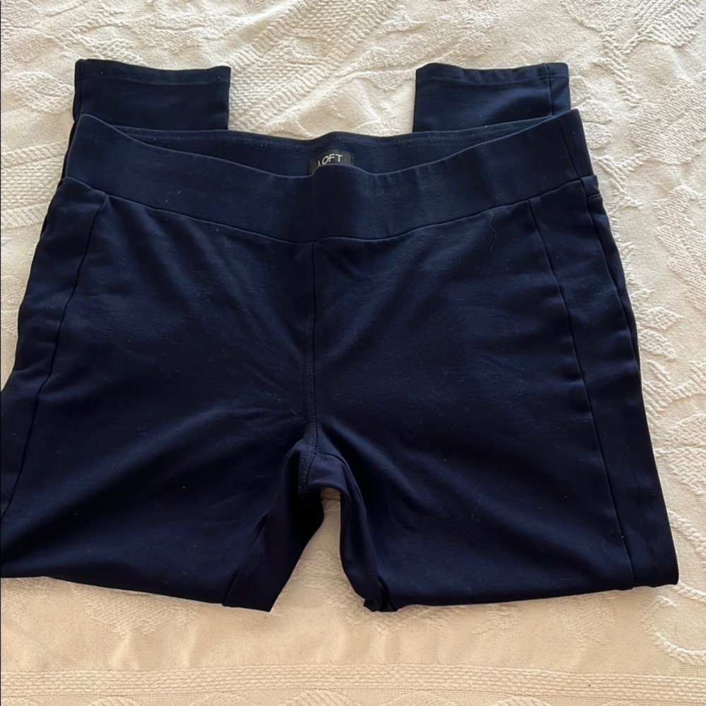 LOFT Navy Blue Leggings wide waistband stretchy and comfortable